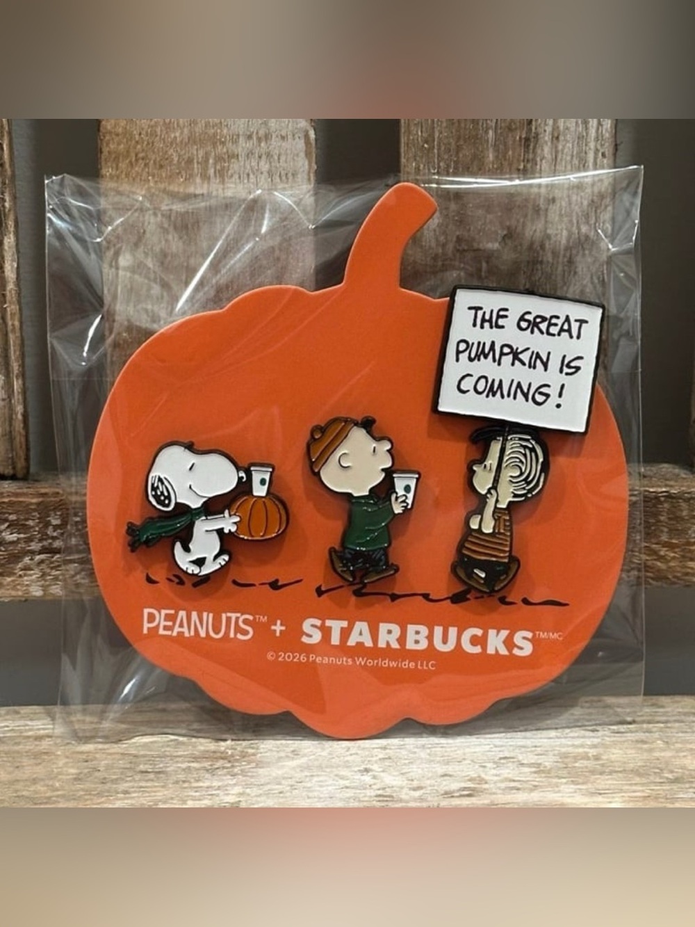 NEW Starbucks x Peanuts The Great Pumpkin Is Coming Enamel Pin Set AUTHENTIC